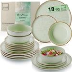 S&Auml;NGER Rio Minze | Tafelservice 18 teilig, Steingut Geschirr Set 6 Personen, 6x