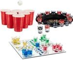 Relaxdays 3 teiliges Trinkspiel Set XXL f&uuml;r Erwachsene, Drinking Ludo,