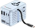 Verbatim GaN Reiseadapter 100W Blau mit 2X USB-C USB-A USA/JP Anschluss