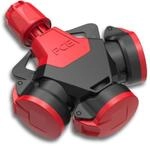 PCE 253722-sr 3-Wegekupplung Taurus2 Vollgummi mit Klappdeckel nat IP54 rot I