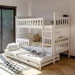 Kids Collective Hochbett 90x200 mit 3 Matratzen, Ausziehbett Etagenbett mit