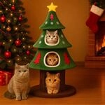 COMHOMA Kratzbaum 135 cm hoch, Weihnachtsbaum-Design, mehrst&ouml;ckiger Katzenbaum...