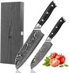 Wakoli Nitoko 2-teiliges Santokumesser-Set mit 18 cm und 12,5 cm Klinge aus 67...