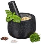 Relaxdays Granit M&ouml;rser mit St&ouml;&szlig;el, robust & langlebig, Gew&uuml;rze, Kr&auml;uter,