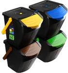 KADAX 4er Set Recycling-Eimer, 25L M&uuml;lleimer mit Deckel, Abfalleimer-Set f&uuml;r