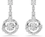 Swarovski Constella Drop-Ohrh&auml;nger, Rundschliff, Dancing Stone, Wei&szlig;, Rhodiniert