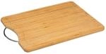 Premium Schneidebrett aus Bambus, 40 x 30 x 1,8 cm, mit Saftrille + Stahl Griff