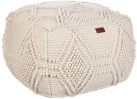 Pouf aus Wolle beige 60 x 60 x 40 cm quadratisch mit Muster Boho Stil Choim