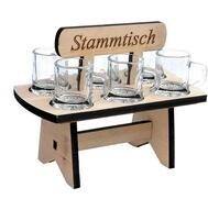 DanDiBo Schnapsbrett 20 cm mit Gravur Stammtisch mit 6 Gl&auml;ser Schnapslatte