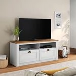 IDIMEX TV Lowboard Bolton aus massiver Kiefer in wei&szlig;/braun, TV Bank mit 2