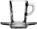 Pasabahce Carre' Service Espressotassen mit Teller, Glas, Transparent, 6 St&uuml;ck