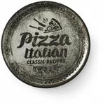 HENDI Pizzateller, Porzellan, Muster: Text und Pizza-Illustration, Geschirrsp&uuml;ler