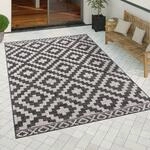 Paco Home Outdoor Teppich wetterfest modernes Boho Skandi Rauten-Muster Robustes