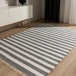benuta Basic Baumwollteppich Tom - Grau/Creme 60x100 cm - Handgewebter...