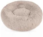 INTIRILIFE Flauschiges Pl&uuml;sch Haustierbett in Beige Durchmesser 60 cm - Weiches
