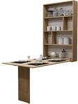 Mirjan24 Wandtisch Albi, Wandklapptisch mit 2 Regalen, V-Tisch, Esstisch, Tisch...