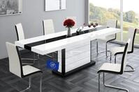 designimpex Design Esstisch HE-555 Wei&szlig; - Schwarz Hochglanz ausziehbar 160 cm...