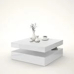 FORTE Coffee Tables Couchtisch mit rotierender Tischplatte, Holzwerkstoff, Wei&szlig;