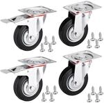 4er SET SOTECH Transportrollen RED &Oslash; 100 mm 2x Lenkrollen H&ouml;he 127 mm