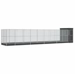 vidaXL Voliere mit Erweiterung Silbern 1037x203x216 cm Stahl, Vogelvoliere,