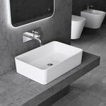 doporro Waschbecken Aufsatzwaschbecken Mineralguss 60x40x15 cm, Waschtisch Rechteckig
