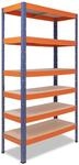 shelfplaza Pro 230x100x60cm Schwerlastregal blau-orange mit 6 B&ouml;den x 166kg