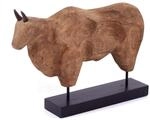 CREEDWOOD DEKO SKULPTUR Bull | 48cm, Mangoholz, Metall | Holz Stier Statue,...