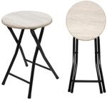 Spetebo Holz Metall Klapphocker 2er Set - 47 x 33 cm - Klapp Stuhl Sitz Hocker