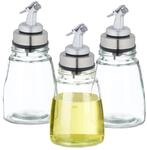 Relaxdays &Ouml;lflasche, 3er Set, Abf&uuml;llflasche luftdicht, Dosierflasche tropffrei,