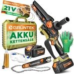 GR&Uuml;NTEK Akku Kettens&auml;ge 21V, Mini Motors&auml;ge mit 2 Akkus, Elektrische Akku
