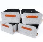 Miqio&reg; Design Aufbewahrungsbox aus Filz mit Ledergriff | hochwertiger Korb aus...