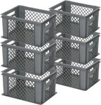 BRB 6x Stapelkorb / Eurobeh&auml;lter, LxBxH 400 x 300 x 220 mm, grau, Boden...
