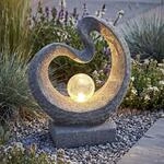 Arnusa Solarleuchte Skulptur Granit-Optik Moderne Solarlampe 33,5 x 39 cm...