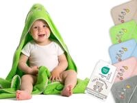 ZOLLNER Baby Kapuzenhandtuch in 100x100 cm - gr&uuml;n - hautfreundlich und...