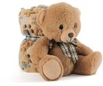 Kuscheldecke Baby Jungen M&auml;dchen mit Kuscheltier Teddyb&auml;r - Babydecke Braun