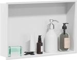 vidaXL Duschnische Wei&szlig; 45 x 30 x 9,5 cm Edelstahl, Modernes Badezimmer-Design,