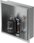 LuxeBath Wandnische aus Edelstahl, 30x30x10 cm, Silber, Duschnische, Randlos,