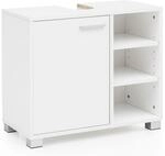 FineBuy Waschbeckenunterschrank 60x55x32 cm wei&szlig; mit T&uuml;r, Unterschrank...