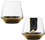 INTIRILIFE 2x Trinkglas mit goldfarbenem Boden - 350 ml F&uuml;llmenge - Wasser...