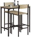 SoBuy Bartisch Set mit 2 St&uuml;hlen Platzsparendes K&uuml;chentisch-Set f&uuml;r 2...