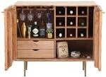 FineBuy Barschrank Akazie Massivholz 90cm Natur mit Weinregal - Design Hausbar...