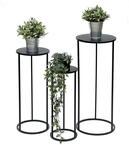 DanDiBo Blumenhocker Metall Schwarz Rund Blumenst&auml;nder Beistelltisch 96316 3er...
