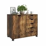 Relaxdays Rollcontainer, 5 Schubladen & 2 F&auml;cher, HBT: 65x78x40 cm, B&uuml;roschrank,