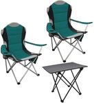 Spetebo Camping Sitzgruppe 3-teilig mit Aluminium Klapptisch und Tragetasche - gr&uuml;n