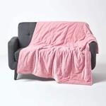Homescapes Wattierte Samtdecke 125x150 cm, Wohndecke rosa, Tagesdecke...