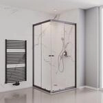 Schulte Sunny Duschkabine Eckeinstieg, 75x75-90x90 cm, Klar, Gunmetal