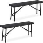 Relaxdays Bierbank 2er Set, klappbar, Kunststoff, Stahl, Campingbank, Balkon &