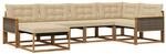 vidaXL Outdoor-Sofagarnitur mit Kissen 6 pcs Natur und Beige, Garten-Sofa-Set,