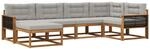 vidaXL Outdoor-Sofagarnitur mit Kissen 6 pcs Natur und Hellgrau, Patio-Sofa,...