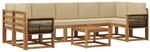 vidaXL Outdoor-Sofagarnitur mit Kissen 6 pcs Natur, Moderner Outdoor-Sofa-Set,